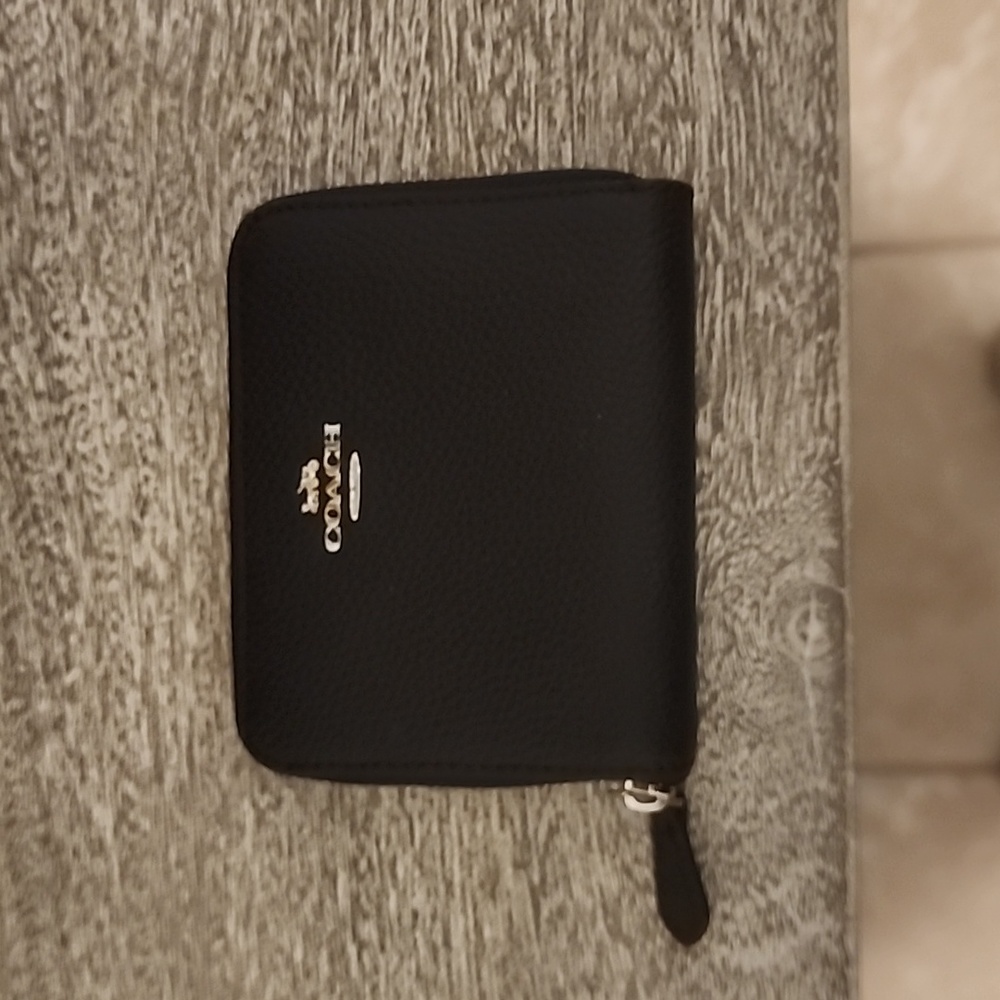 Small Black Coach Zip Around Wallet